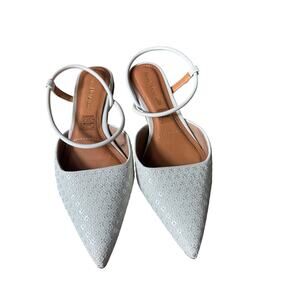 Bruno Menegatti Pearl White Sequin Pointy Toe Flat Sz 8